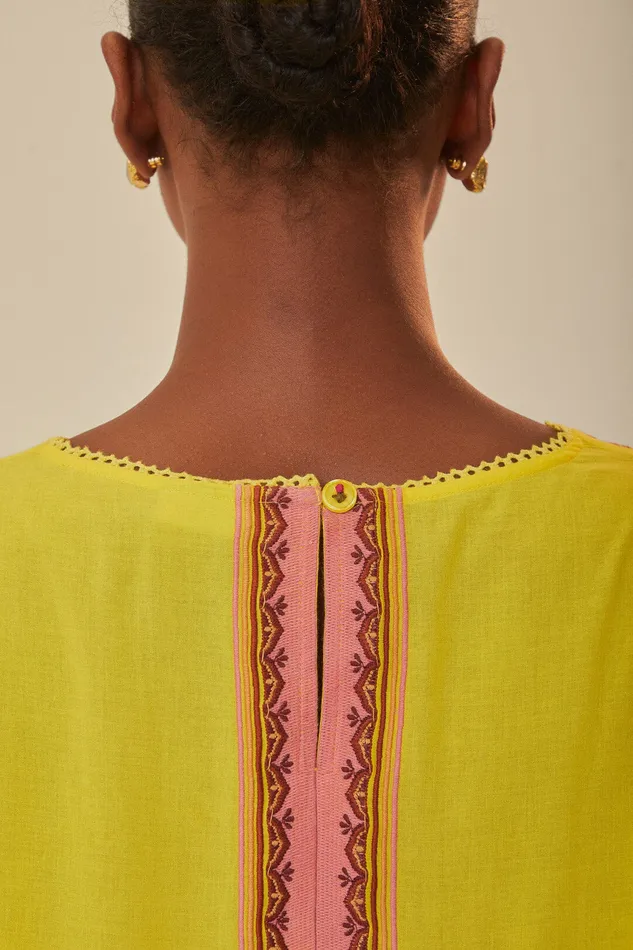 Yellow Garden Tapestry Embroidered Blouse Women Farm Rio Blouses